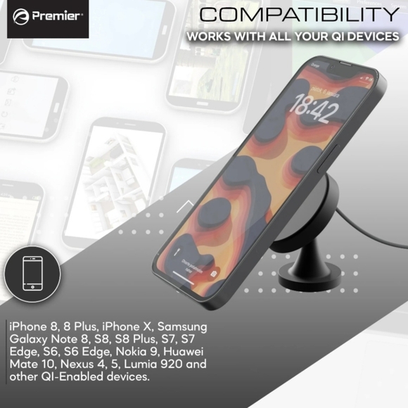 Wireless Charger & Magnetic Suction Cell Phone Mount - Black - Picture 7 of 12